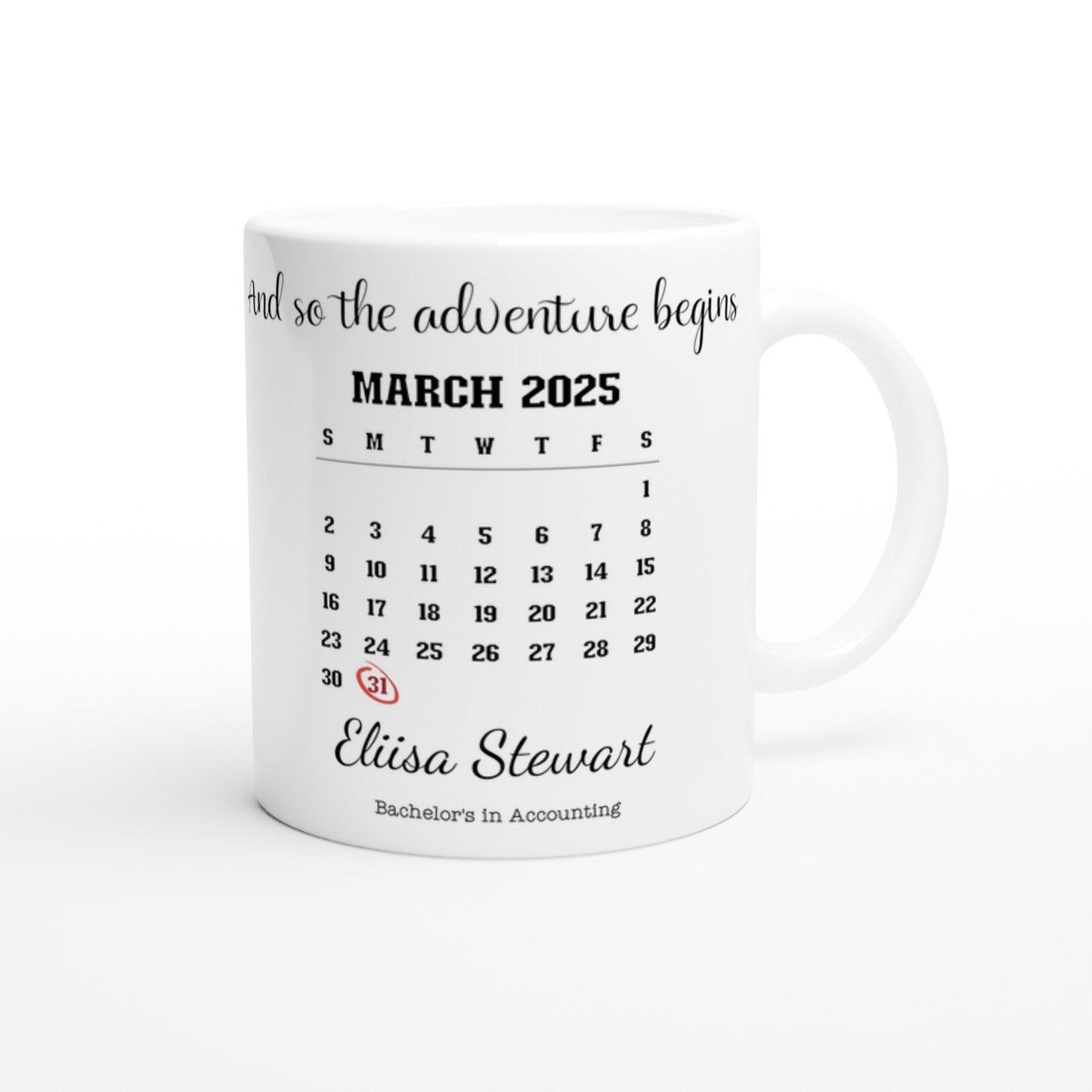 Personalised Graduation Photo Mug – Custom Name, Degree & Date