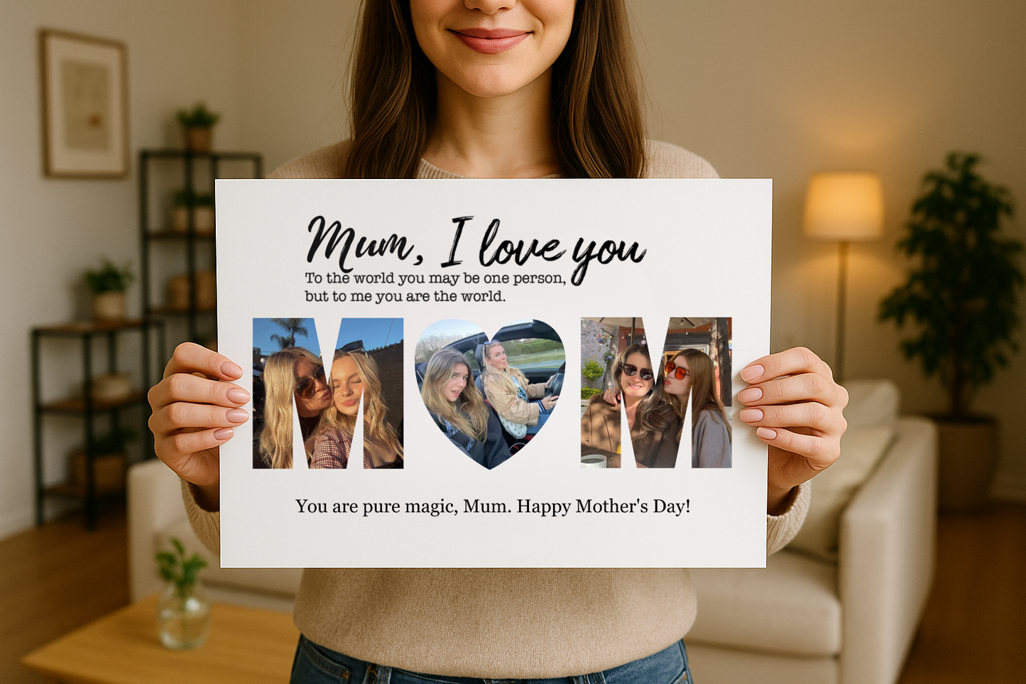 Personalised MOM Photo Poster – A3 (42 x 29.7 cm) | Poster or Framed Gift for Mum