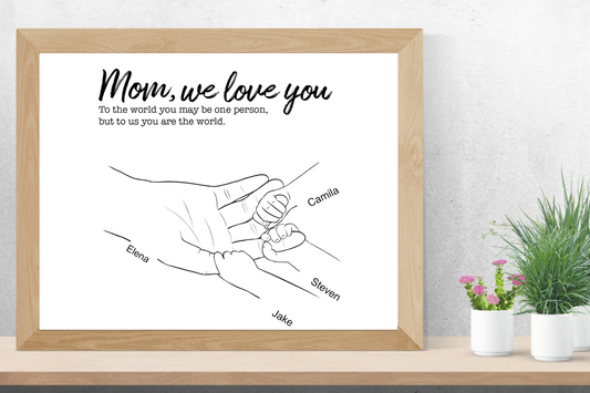 Personalised Mum Hands Poster – A3 (42 x 29.7 cm) | Framed or Poster Gift for Mum