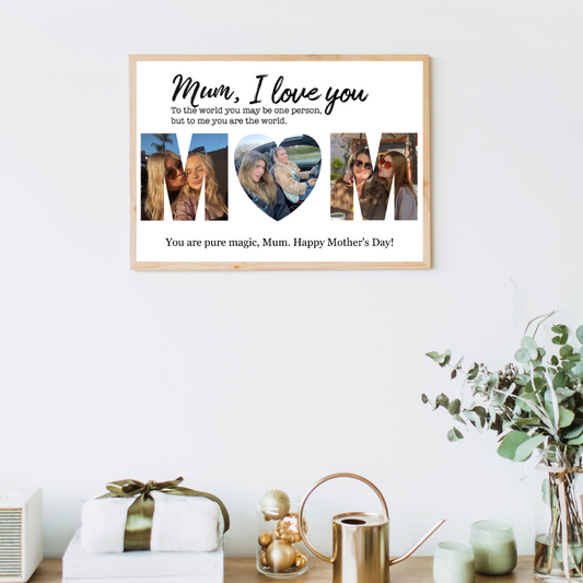 Personalised MOM Photo Poster – A3 (42 x 29.7 cm) | Poster or Framed Gift for Mum