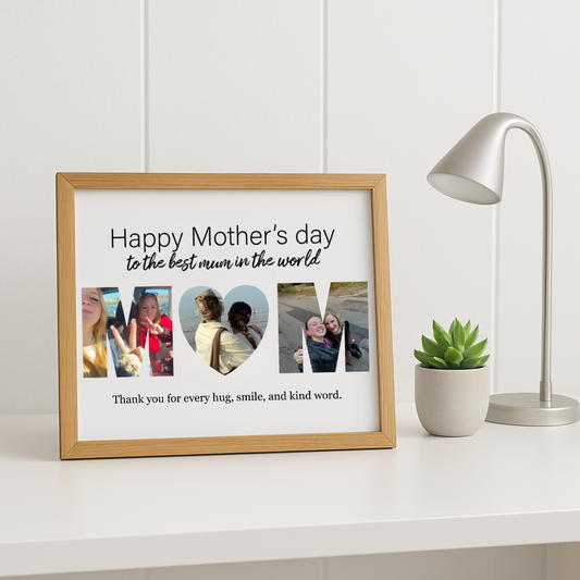 Personalised MOM Photo Poster – A3 (42 x 29.7 cm) | Poster or Framed Gift for Mum