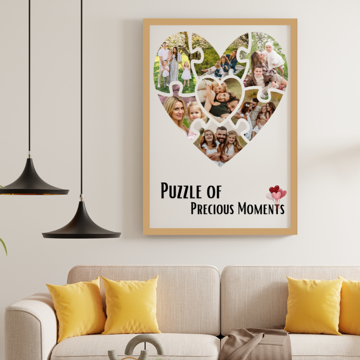 personalised heart puzzle photo poster A2 – custom collage print