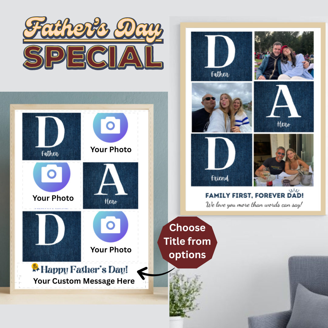 Personalised Father’s Day Photo Poster – A2 Gift for Dad